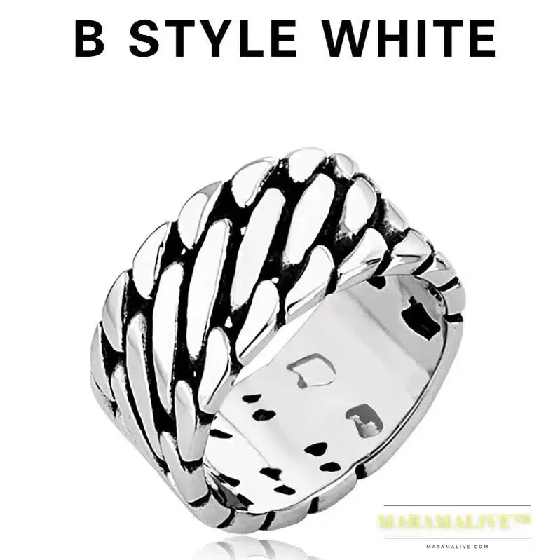 316L Stainless Steel Gothic Personality Chain Ring Man Goth  Fashion Men's Accessories