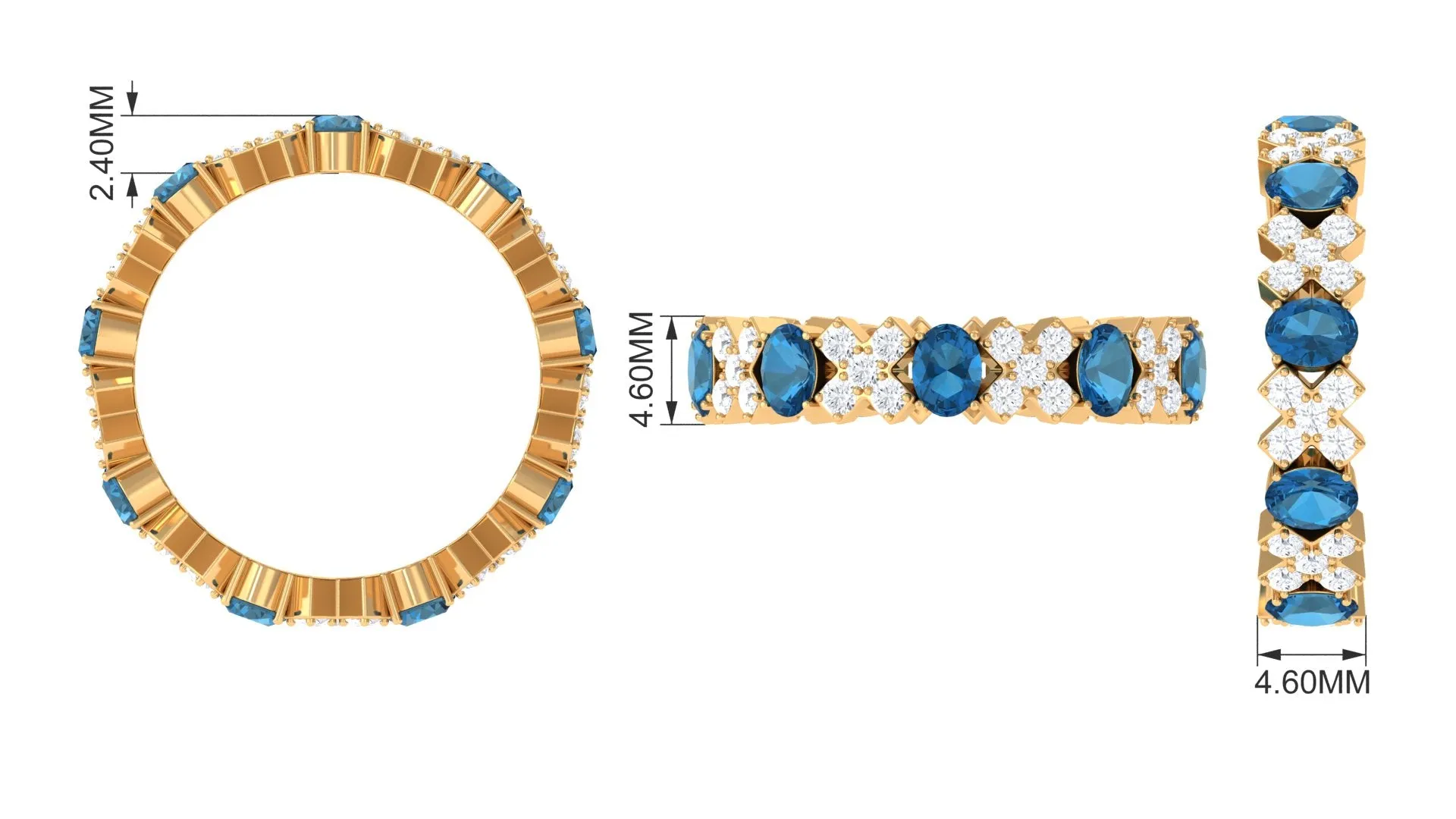 3.25 CT Designer London Blue Topaz and Diamond Eternity Ring