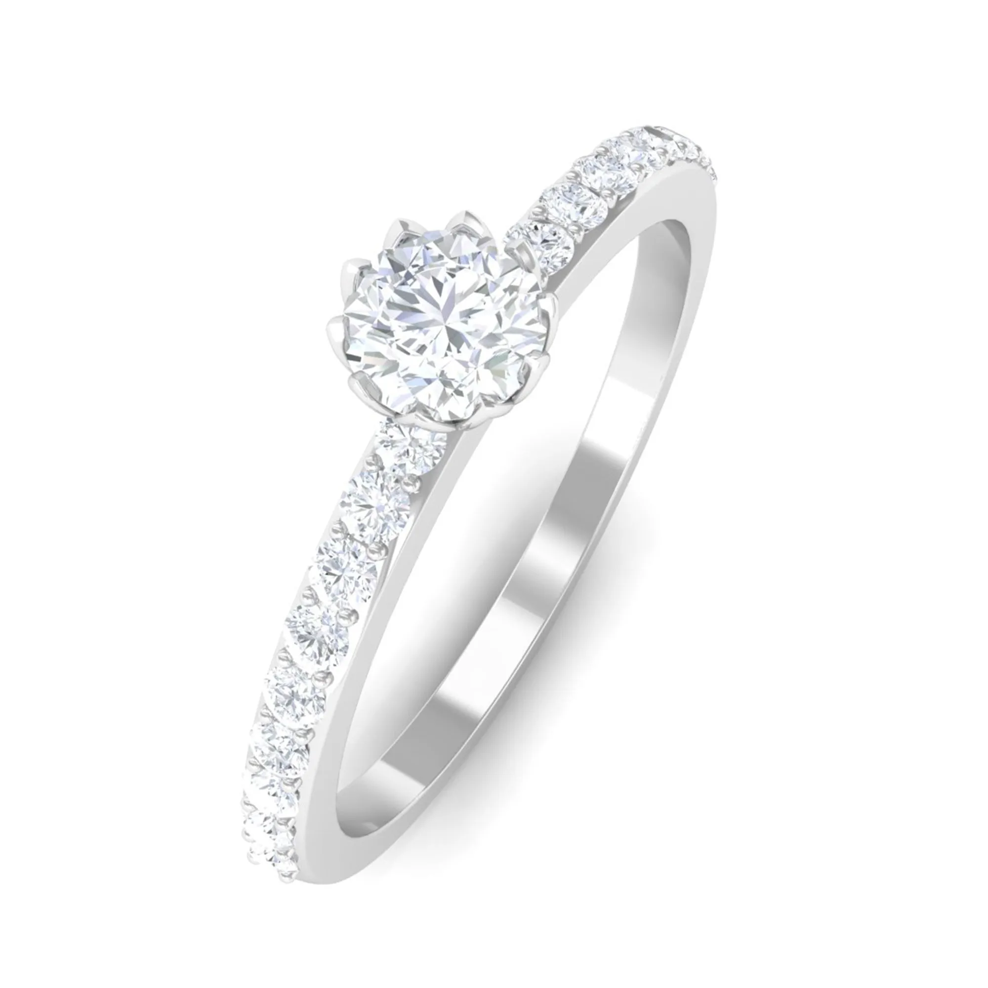 3/4 CT Lotus Basket Set Solitaire Cubic Zirconia Engagement Ring