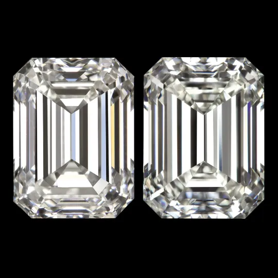 3.40ct GIA CERTIFIED J VVS2-VS1 EMERALD CUT DIAMOND STUD EARRINGS MATCHING PAIR