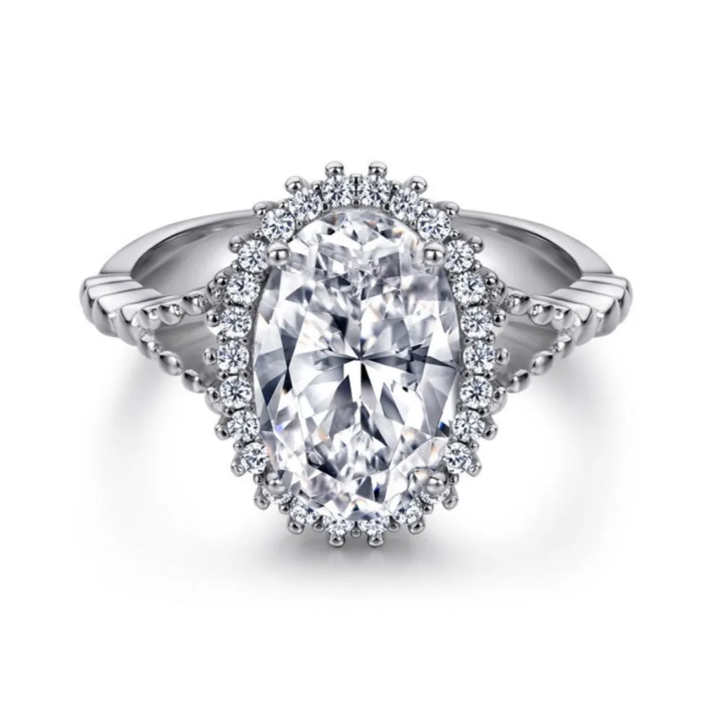 4 Carat TW Oval Cut Halo Engagement Ring