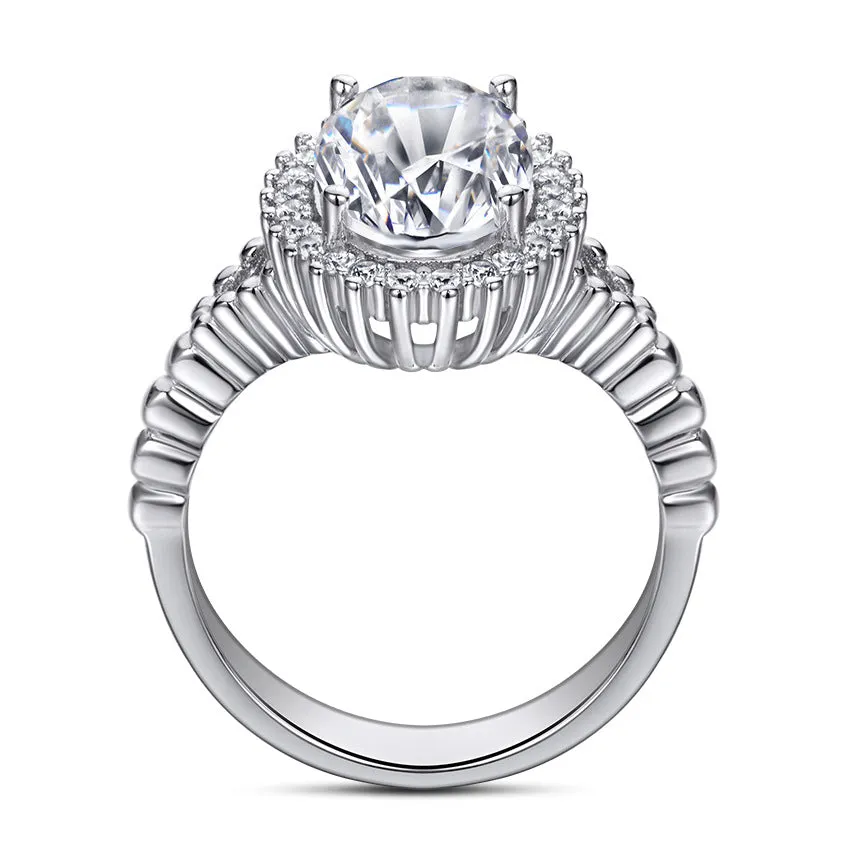 4 Carat TW Oval Cut Halo Engagement Ring