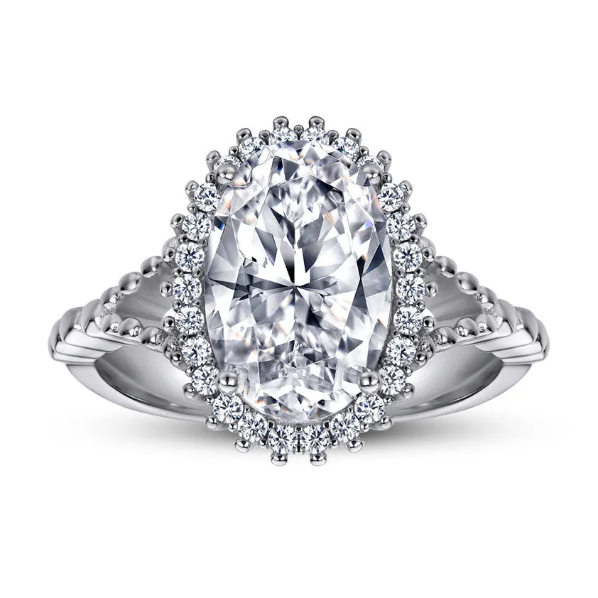 4 Carat TW Oval Cut Halo Engagement Ring