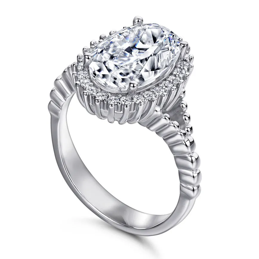 4 Carat TW Oval Cut Halo Engagement Ring