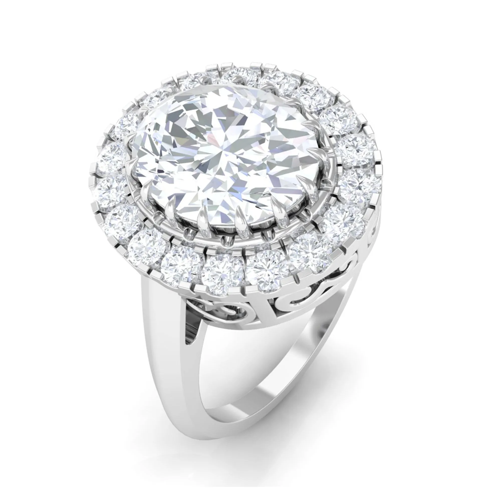 4.75 CT Vintage Style Oval Simulated Diamond Halo Engagement Ring