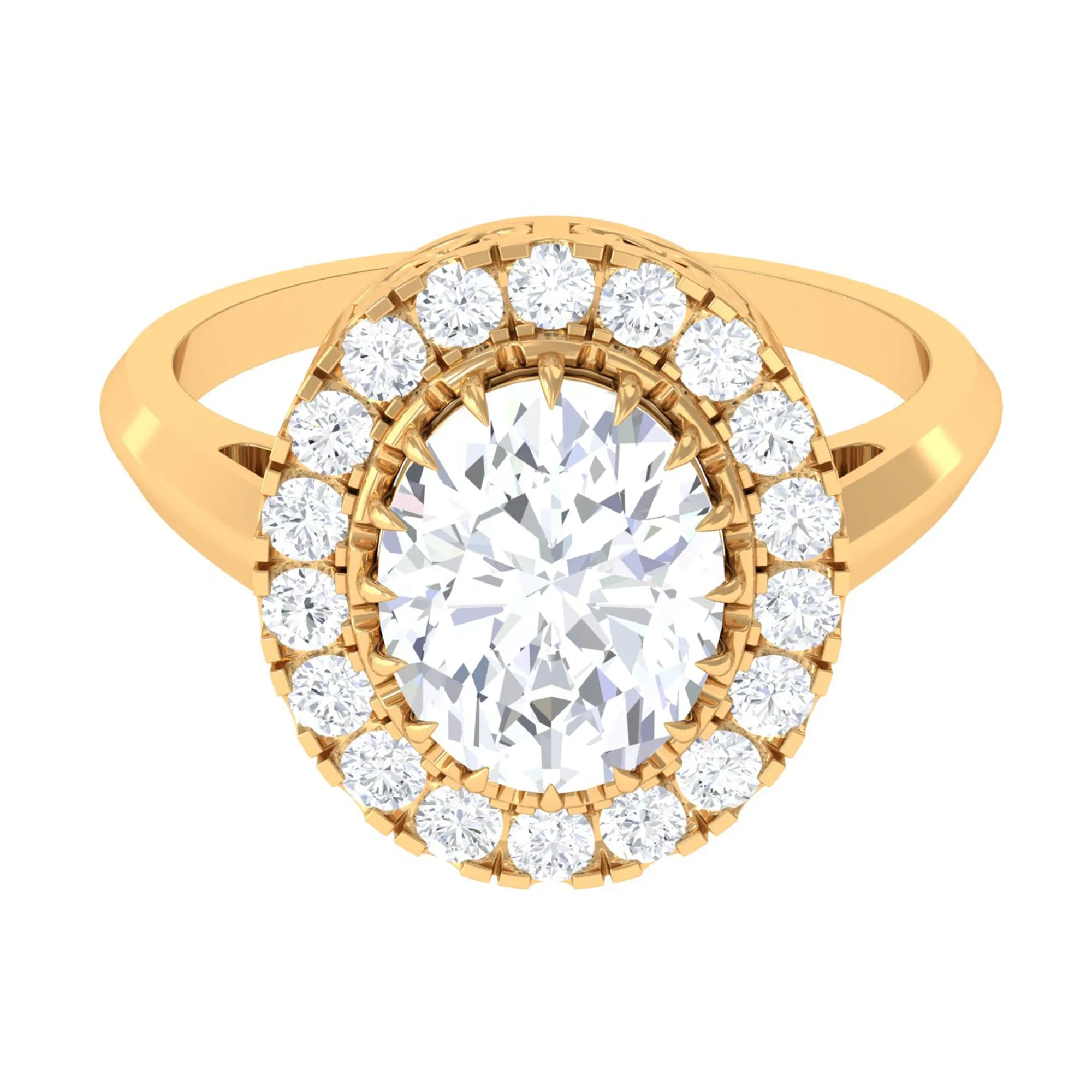 4.75 CT Vintage Style Oval Simulated Diamond Halo Engagement Ring