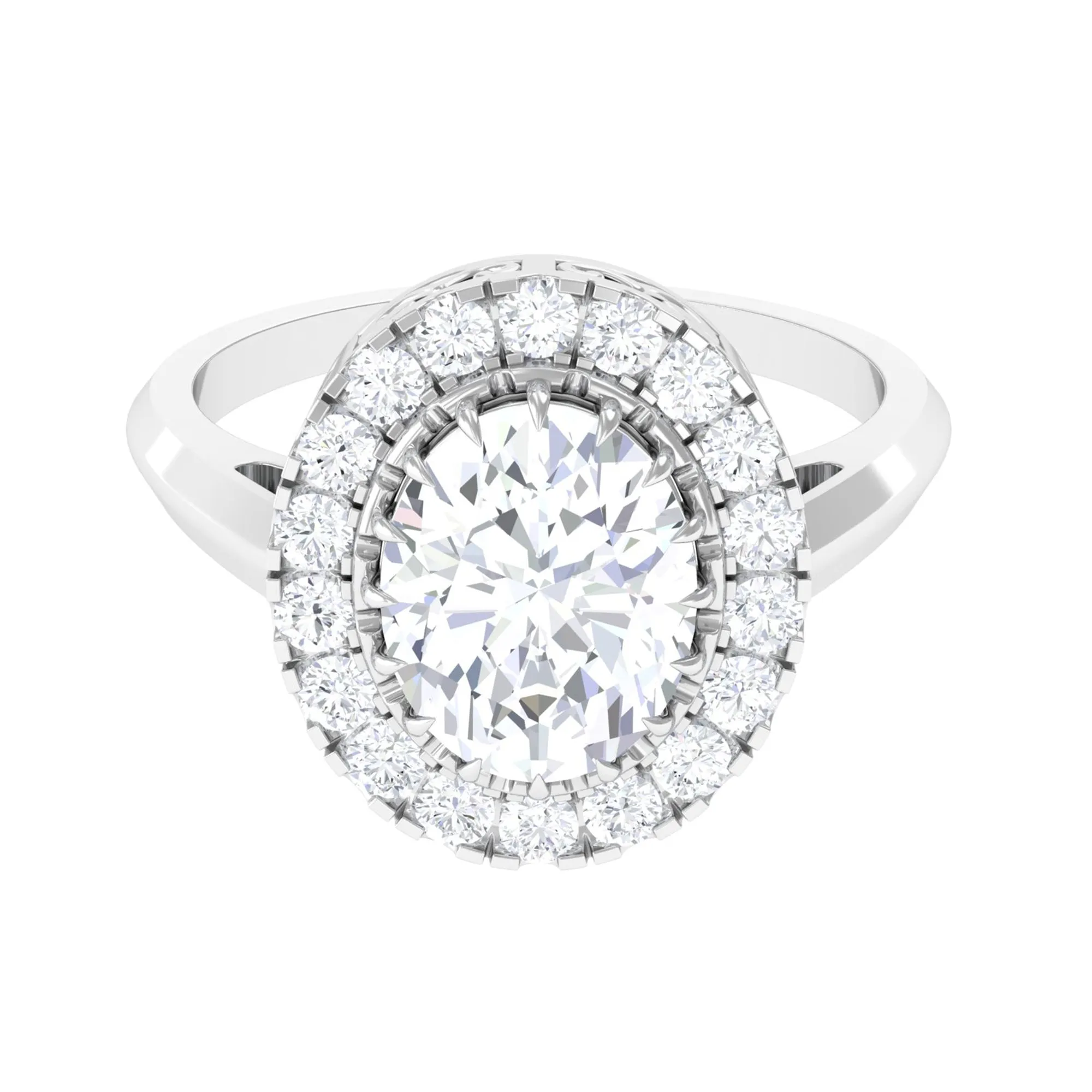 4.75 CT Vintage Style Oval Simulated Diamond Halo Engagement Ring