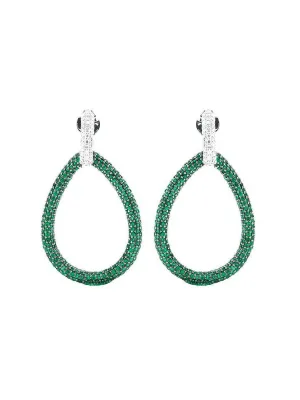 5.92ct Emerald Diamond 14K Gold Open Teardrop Earrings