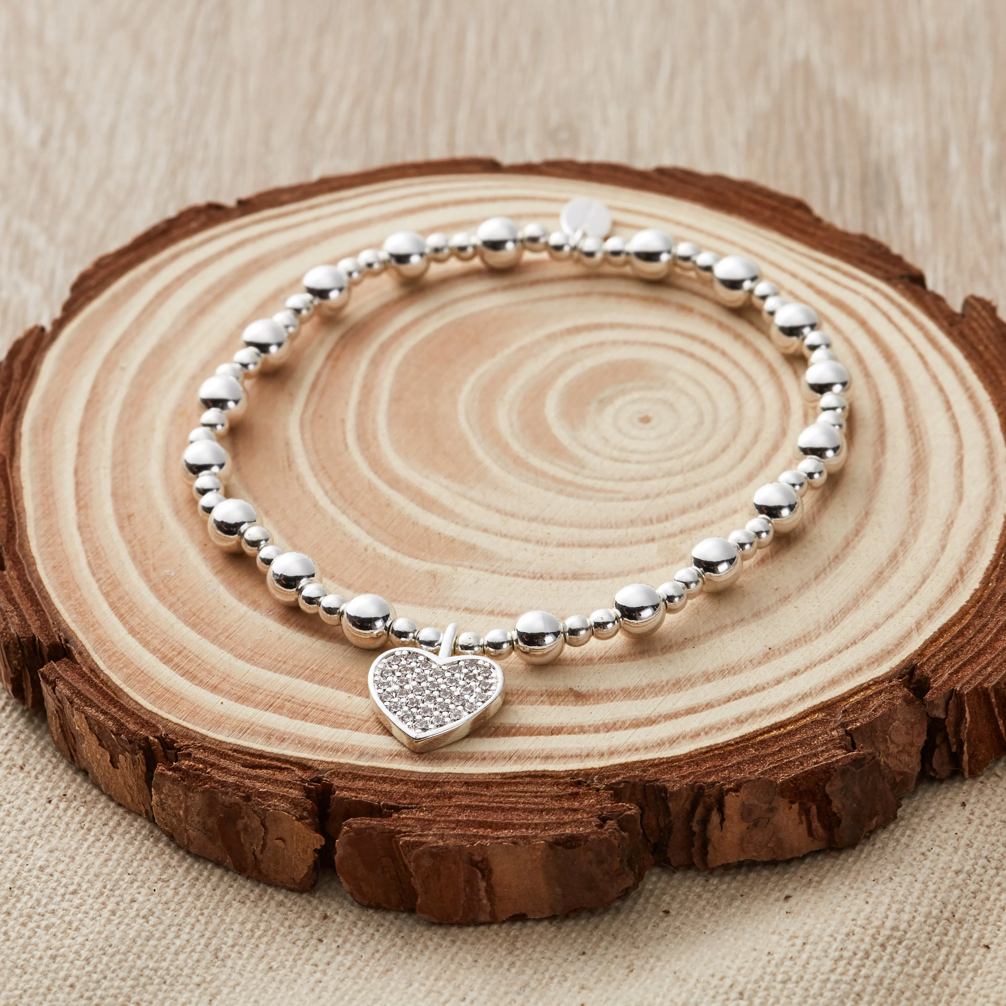 60th Birthday Heart Charm Stretch Bracelet with Quote Gift Box