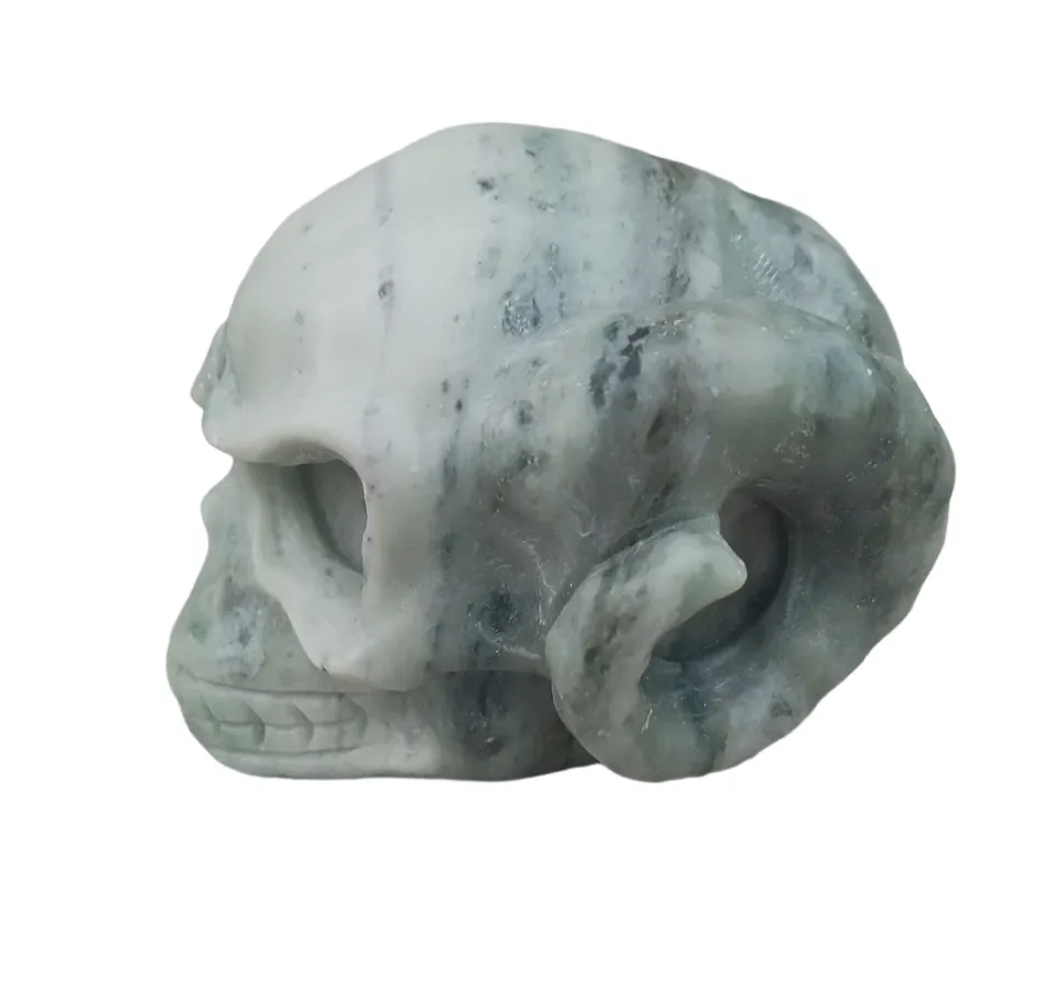 666G Jade Crystal Horned Skull