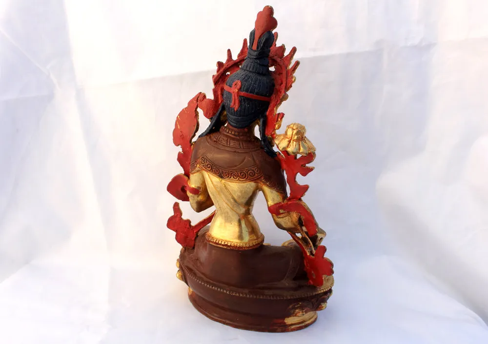 8 Inch High Gold Plated Green Tara Statue SSST354B