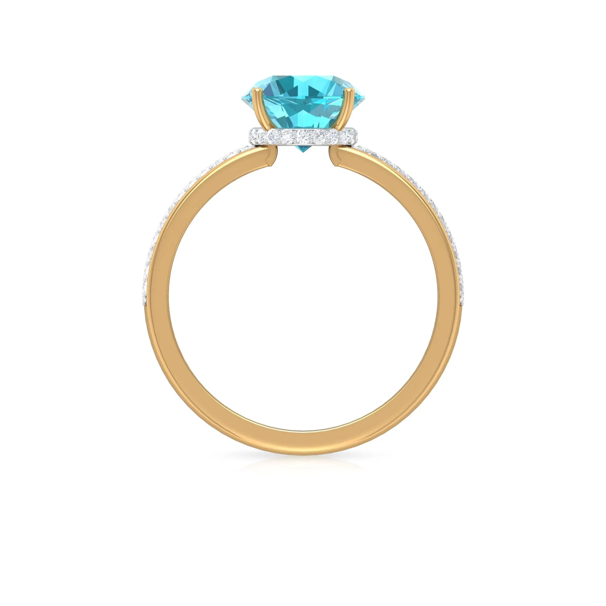 8 MM Round Shape Swiss Blue Topaz with Moissanite