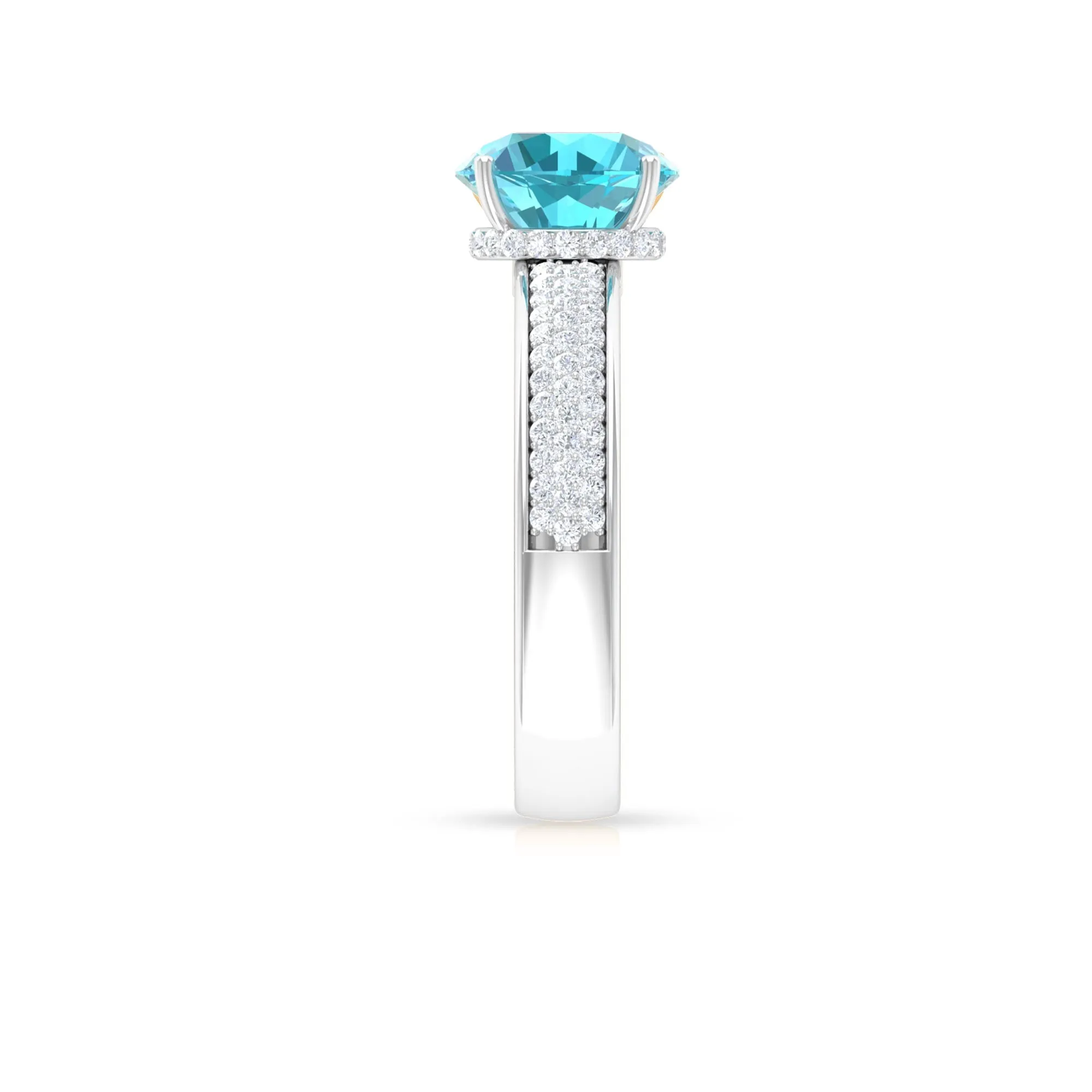 8 MM Round Shape Swiss Blue Topaz with Moissanite