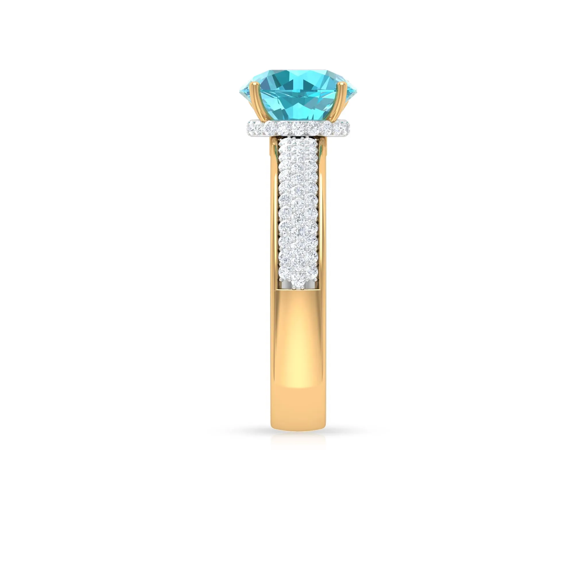 8 MM Round Shape Swiss Blue Topaz with Moissanite