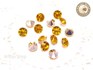 8mm Yellow Topaz Round Diamond Style 3D Point Back Acrylic Rhinestone - 15 pcs