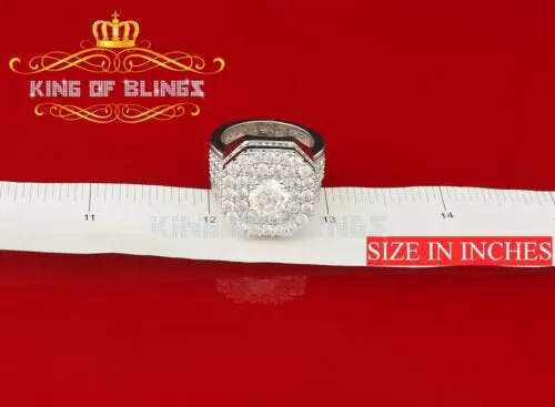 925 Steling Silver White 16.00ct Cubic Zirconia Wide Octagon Men's Ring Size 9.5