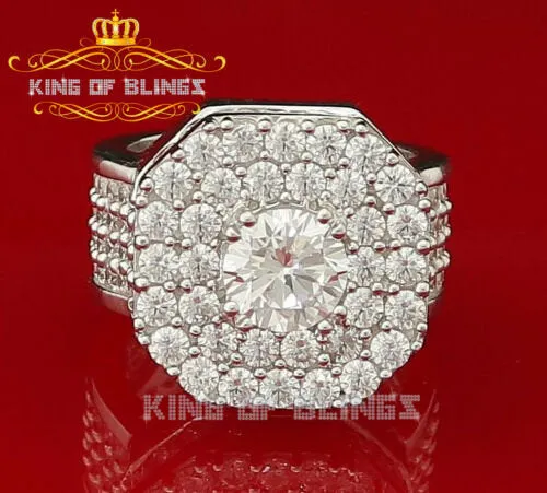 925 Steling Silver White 16.00ct Cubic Zirconia Wide Octagon Men's Ring Size 9.5