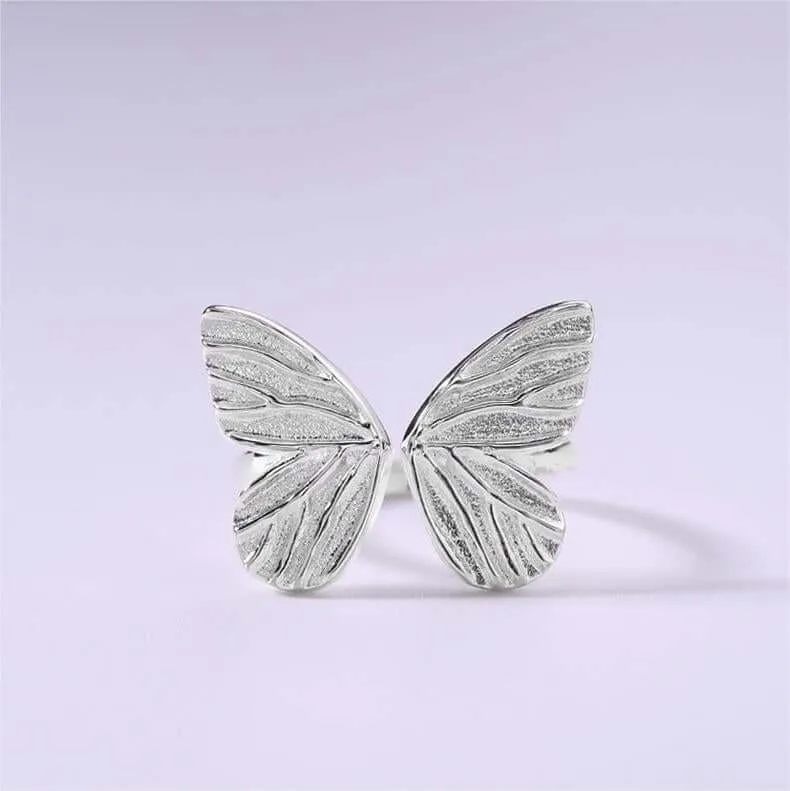 925 Sterling Silver Spirit Vivid Butterfly Plain Ring