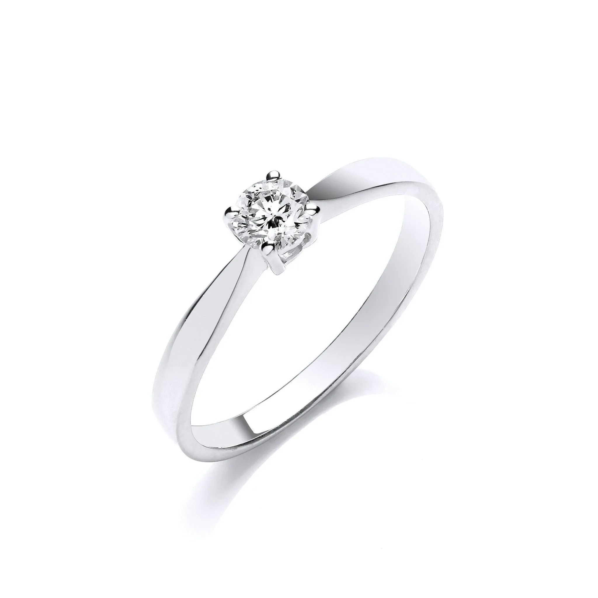 9ct White Gold Diamond Engagement Ring, Tapered Grace, 0.25ct, All Sizes