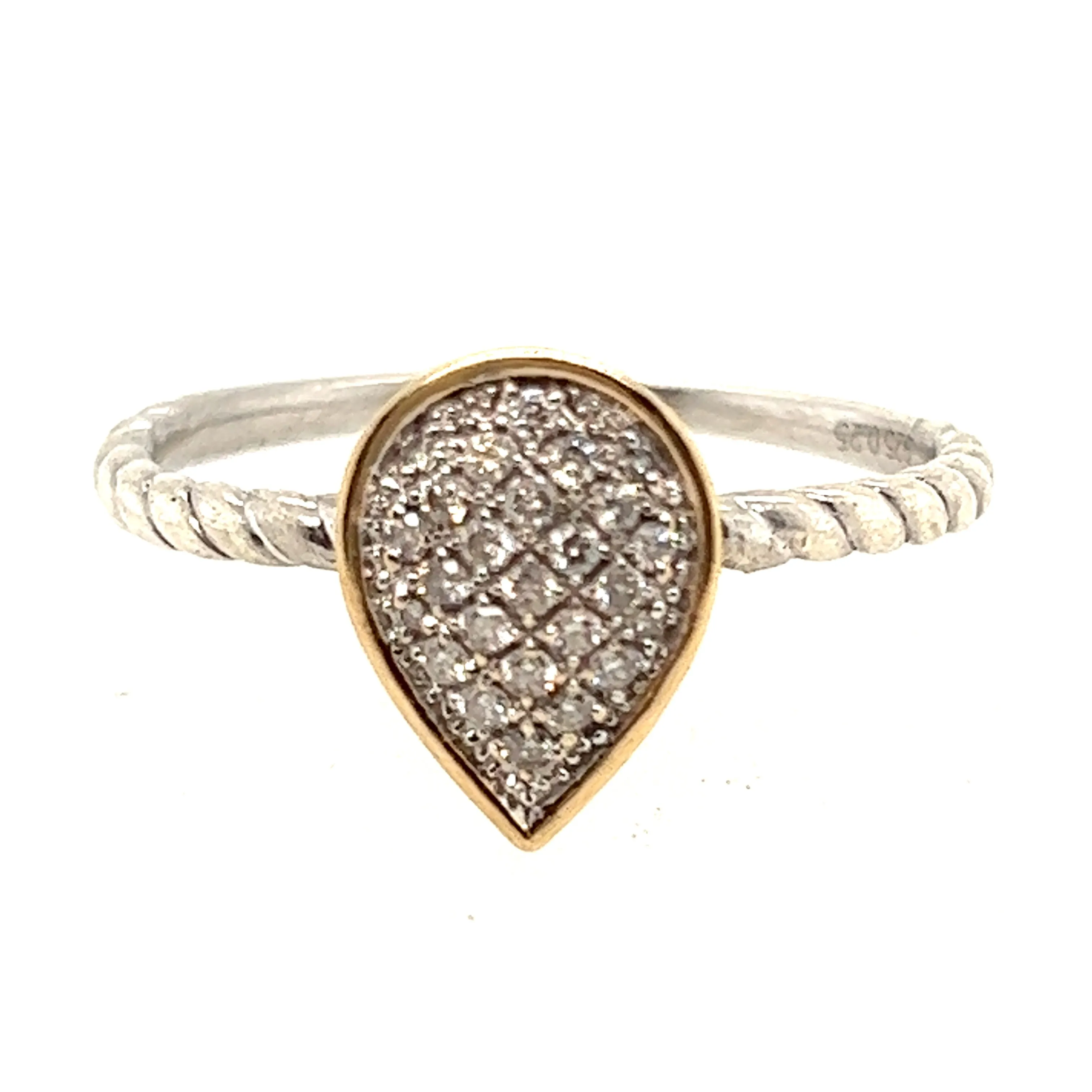 9ct Yellow Gold & 925 Sterling Silver Diamond Ring