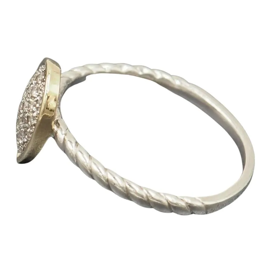 9ct Yellow Gold & 925 Sterling Silver Diamond Ring