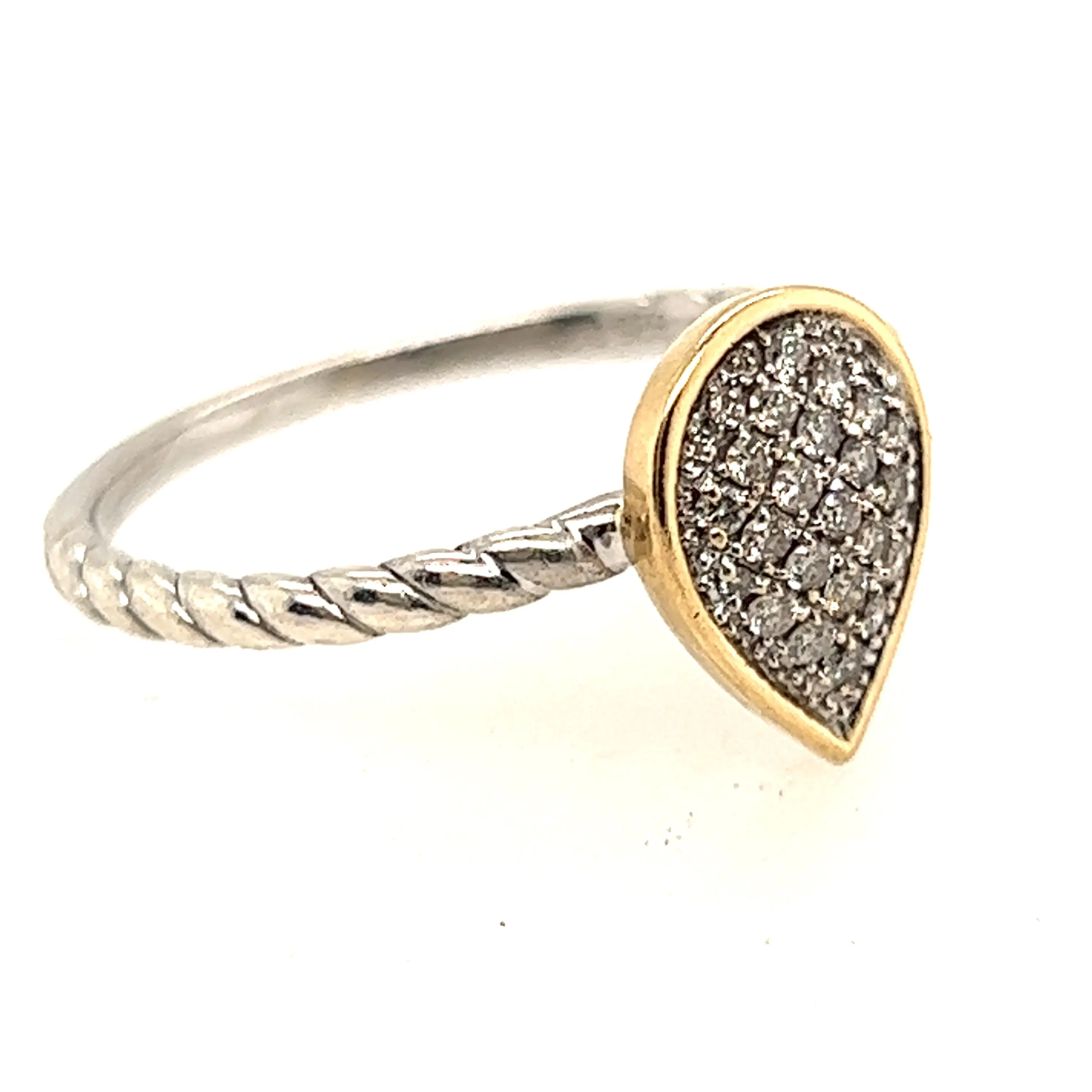 9ct Yellow Gold & 925 Sterling Silver Diamond Ring