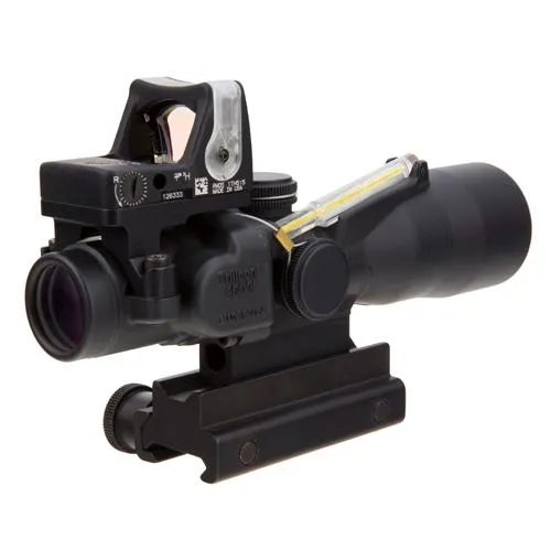 ACOG 3x30mm Compact Dual Illuminated Scope - Amber Chevron .223-62gr Ball Reticle, RMR 9.0 MOA Amber Dot, Black