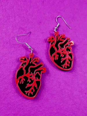 Acrylic Anatomical Heart Dangle Earrings