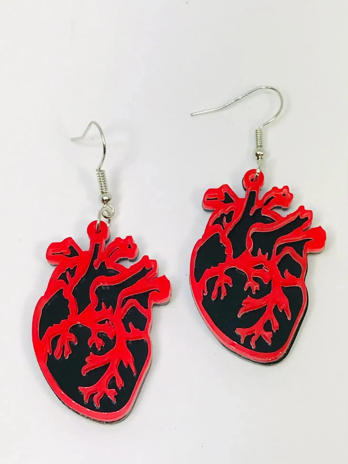 Acrylic Anatomical Heart Dangle Earrings