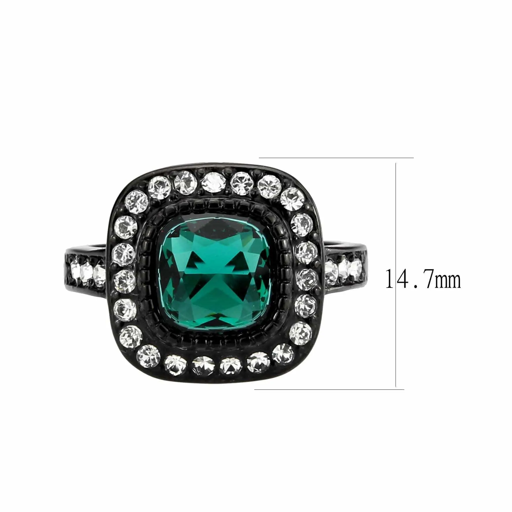 Alamode IP Black (Ion Plating) Stainless Steel Ring with Synthetic in Blue Zircon