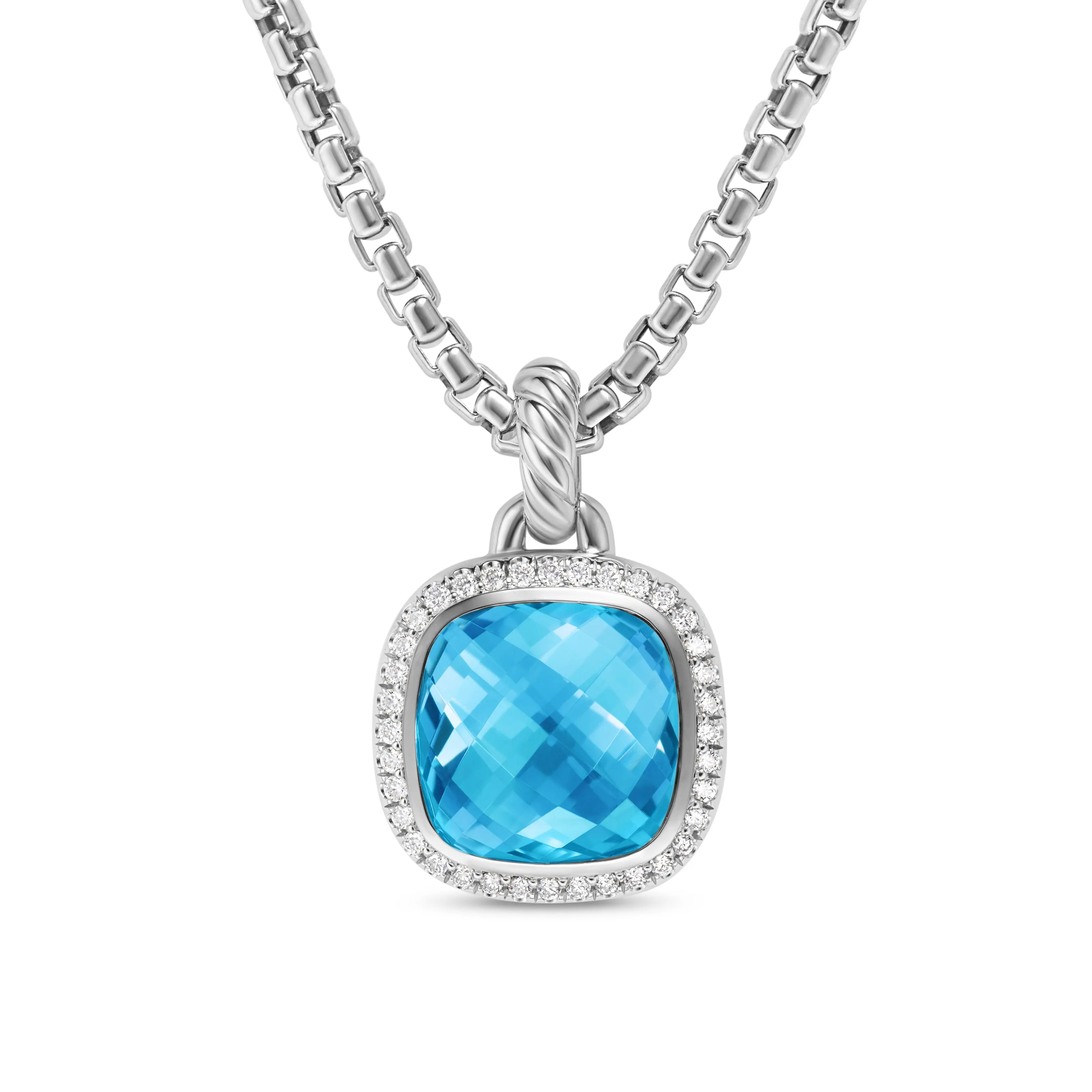 Albion® Pendant in Sterling Silver with Blue Topaz and Diamonds\, 11mm