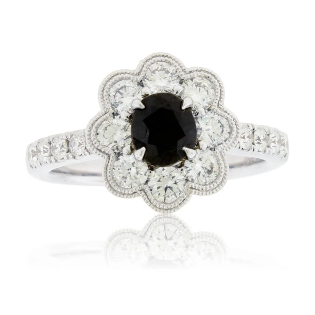 Alexandrite & Diamond Scalloped Halo Style Ring