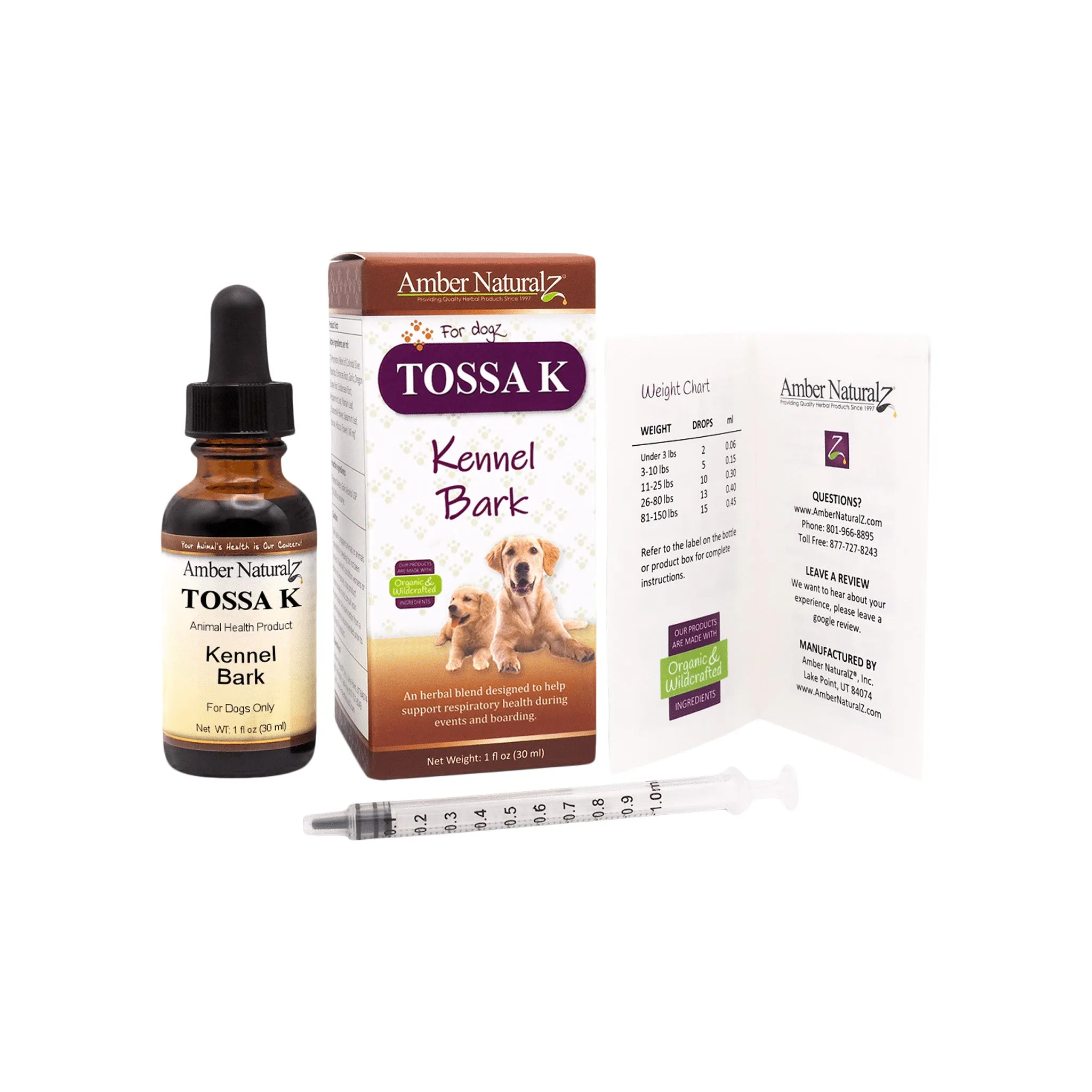 Amber Naturalz Tossa K Respiratory Support Herbal Liquid Supplement for Dogs