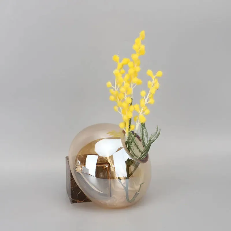 Amber Orb Glass Vase