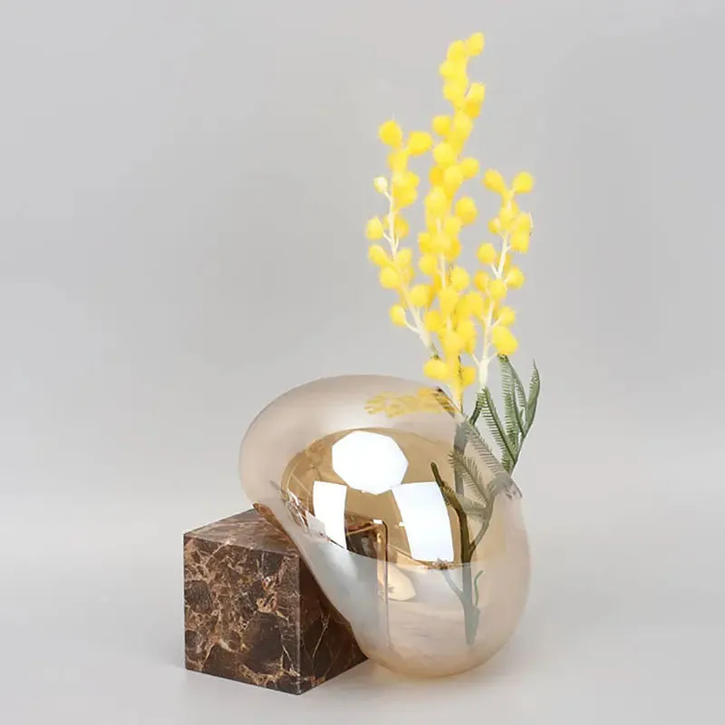 Amber Orb Glass Vase