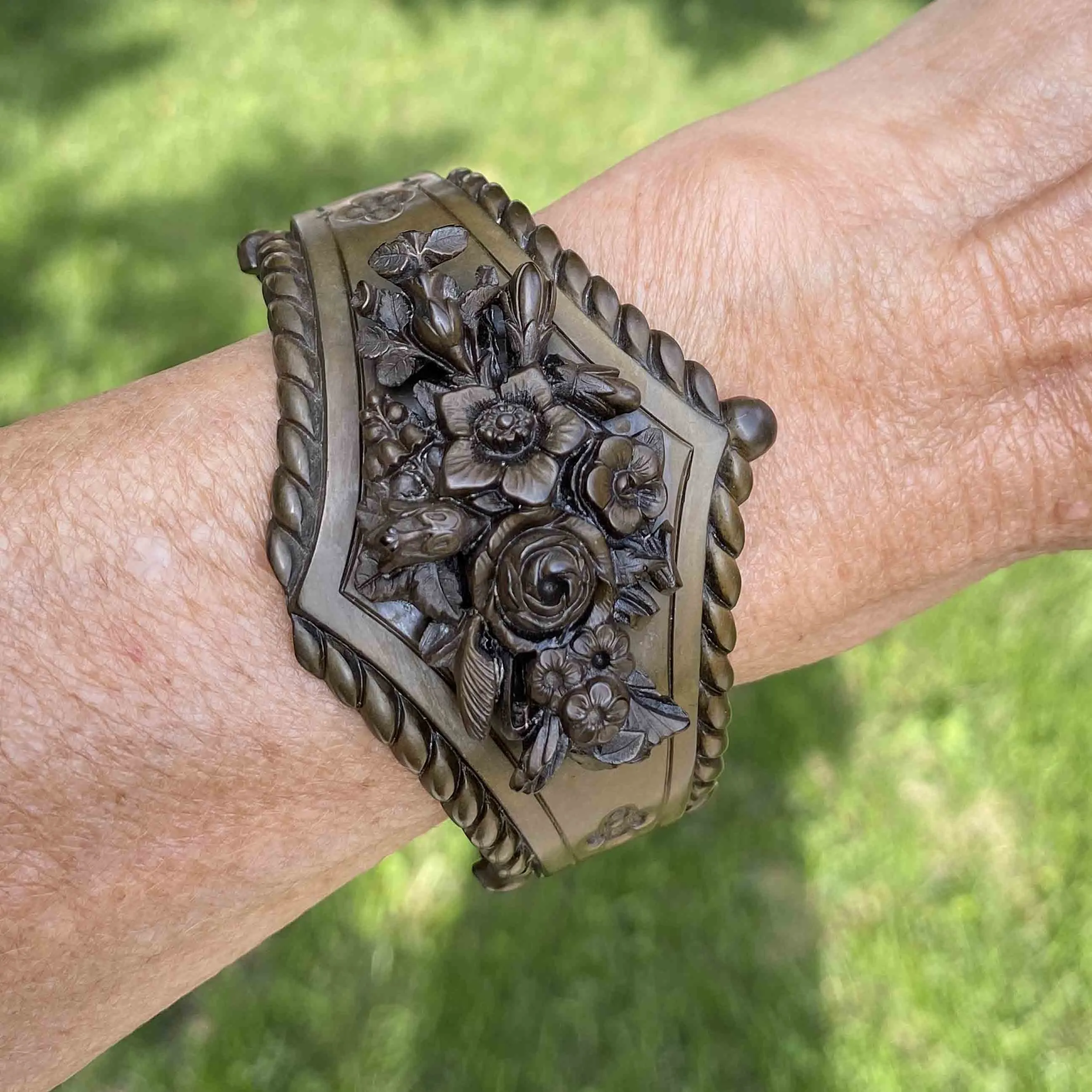 Antique Victorian Gutta Percha Bracelet Mourning Jewelry