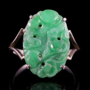 Antique Victorian Jade Ring Hand Carved Circa 1900