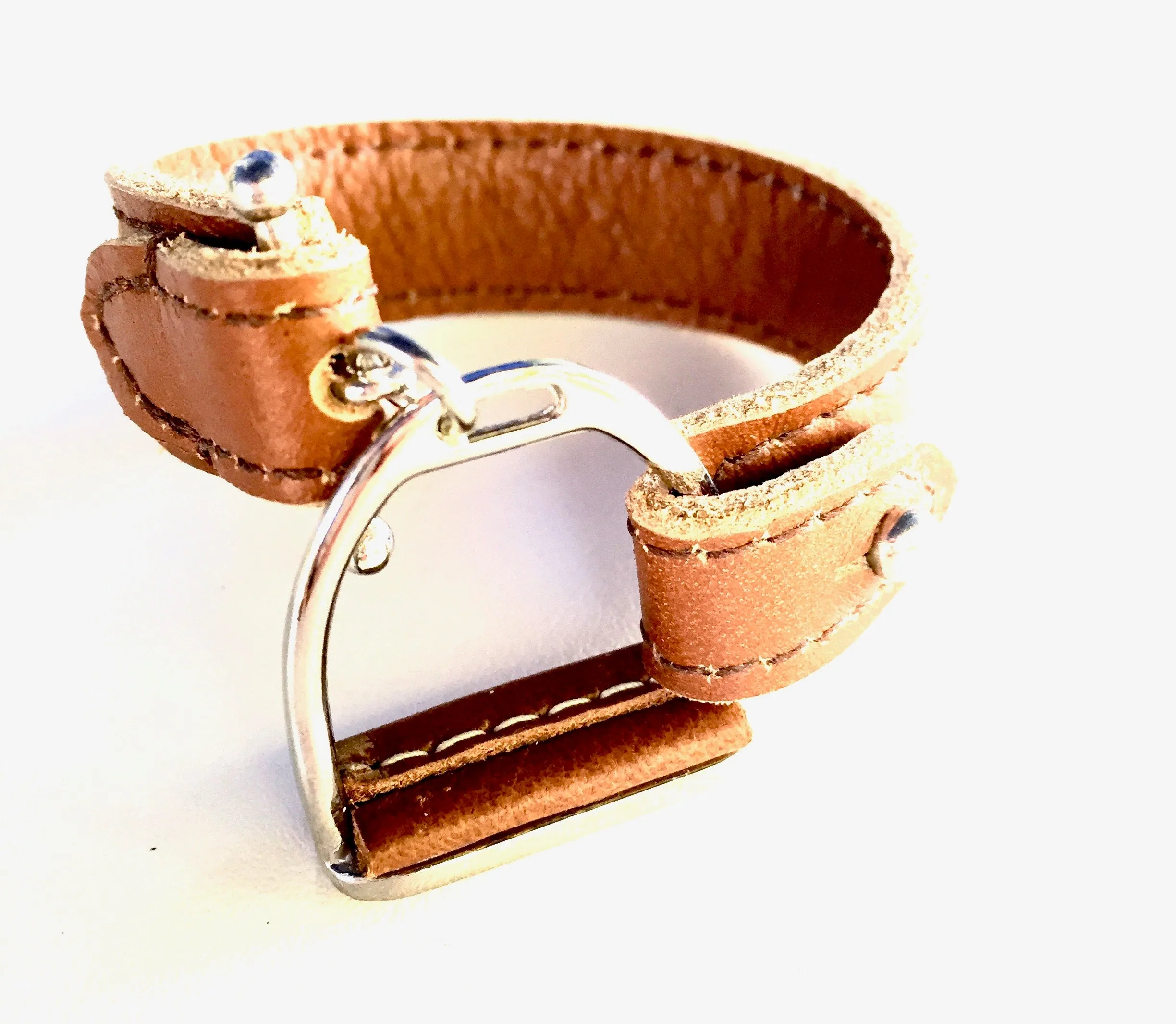 APOLLO | Equestrian leather bracelet | Leather Wrap | Stirrup Leather Cuff - AtelierCG™