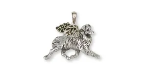 Australian Shepherd Angel Pendant Jewelry Sterling Silver Handmade Dog Pendant AU16-AP