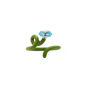 Baby Vine Tenrdil 9K Gold Plated Ring w. Topaz