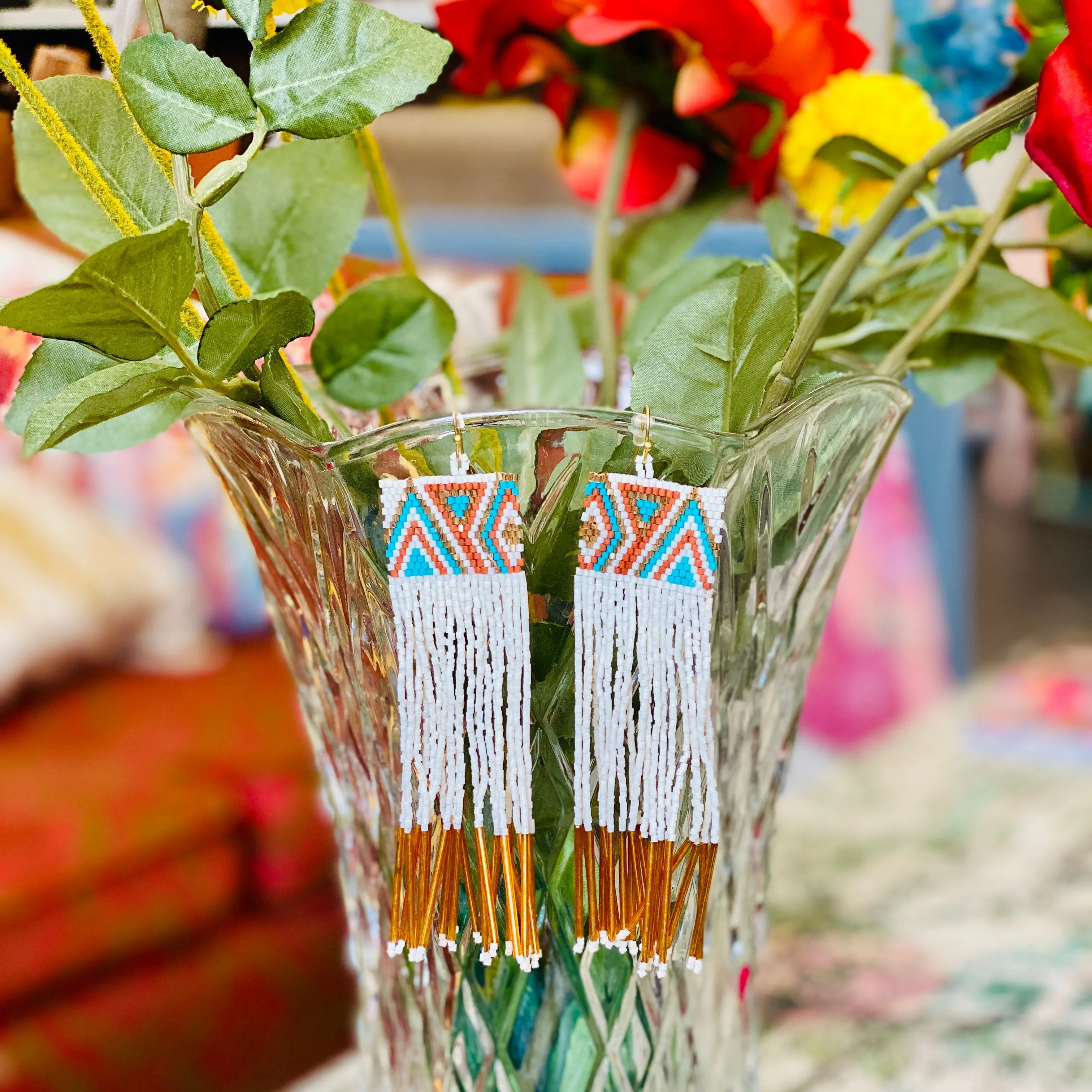 Beaded Aztec Earrings