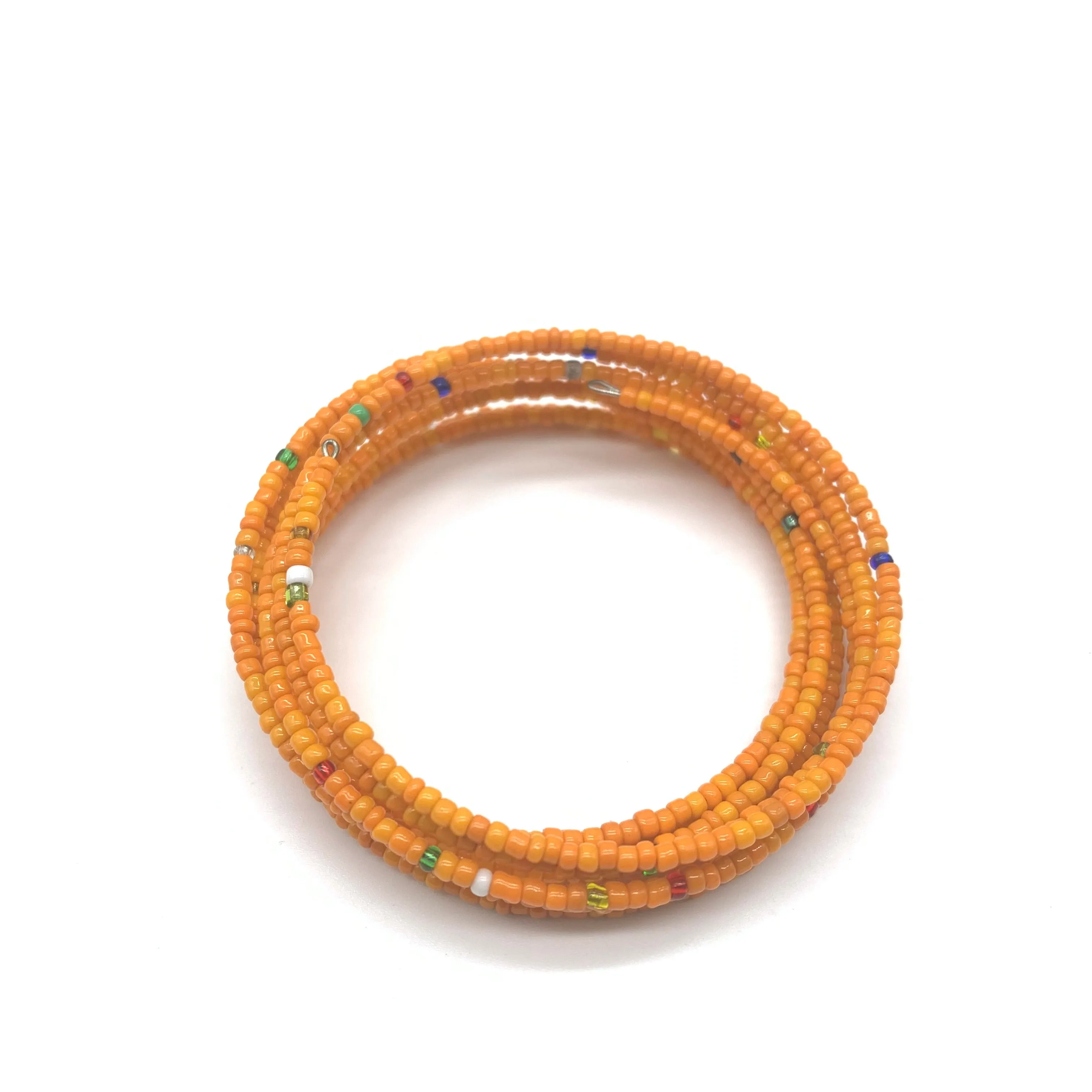 Beaded Coil Bracelet-Orange 3