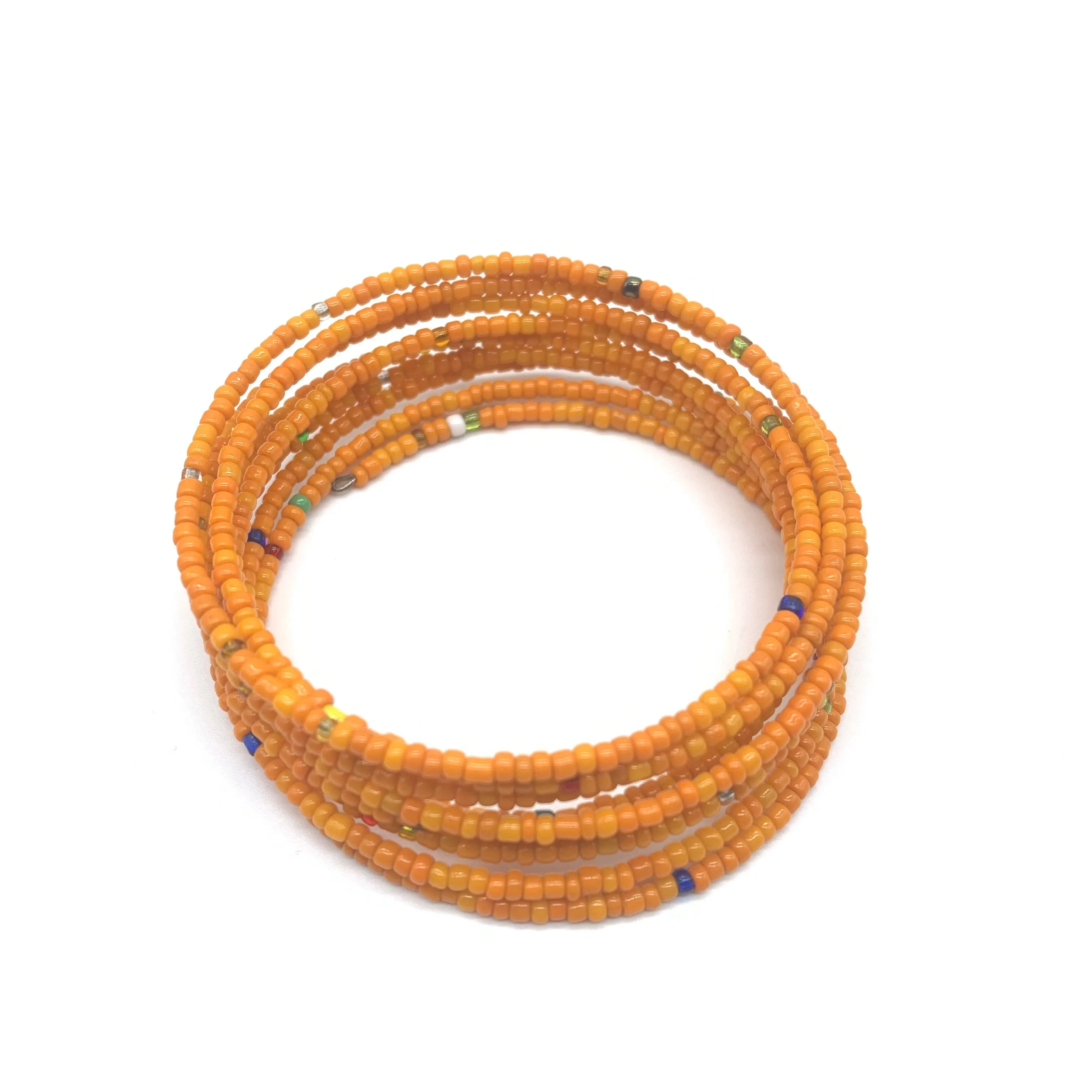 Beaded Coil Bracelet-Orange 3