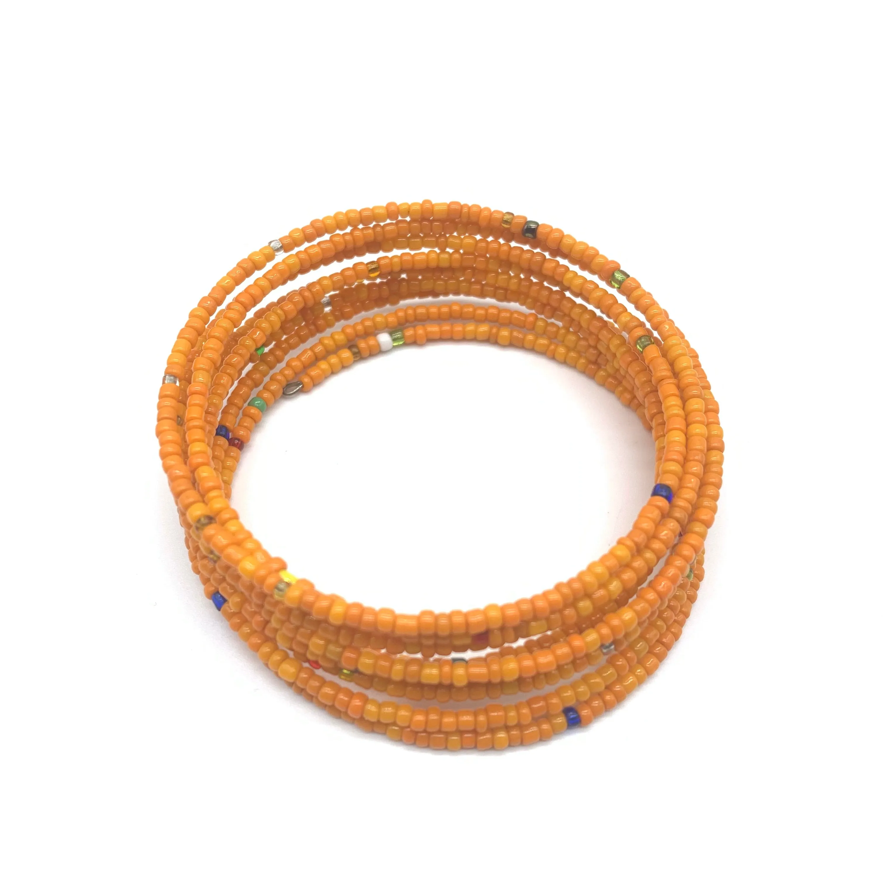 Beaded Coil Bracelet-Orange 3