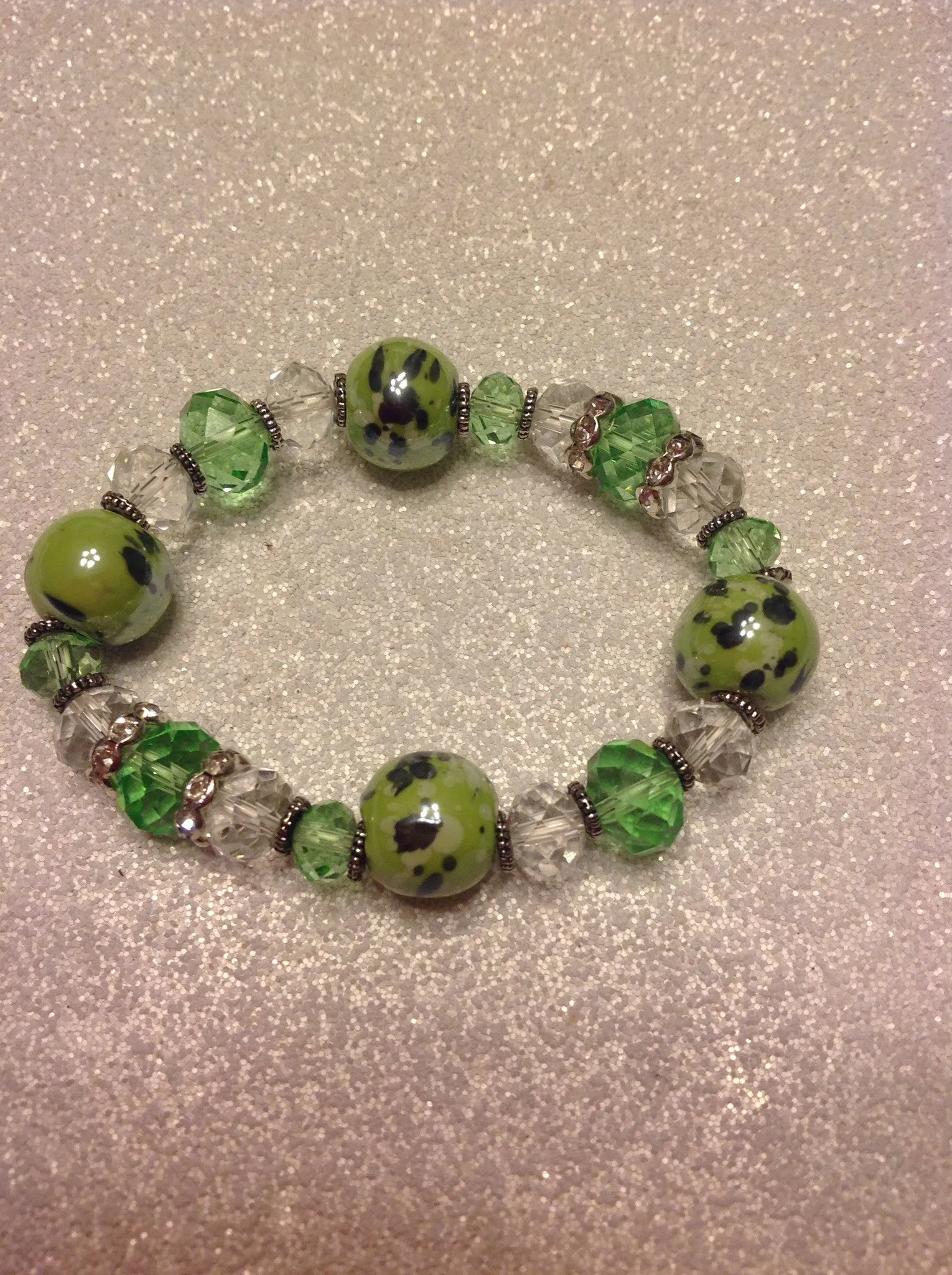 beaded stretch bracelet (available in blue and green)