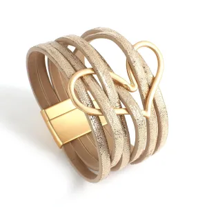 'Big Heart' Charm Cuff Bracelet - khaki