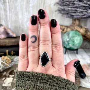 Black Onyx Ring in Fine Silver Small Natural Stone Ring Size 5 6 7 8 9 10 / Foxlark Collection