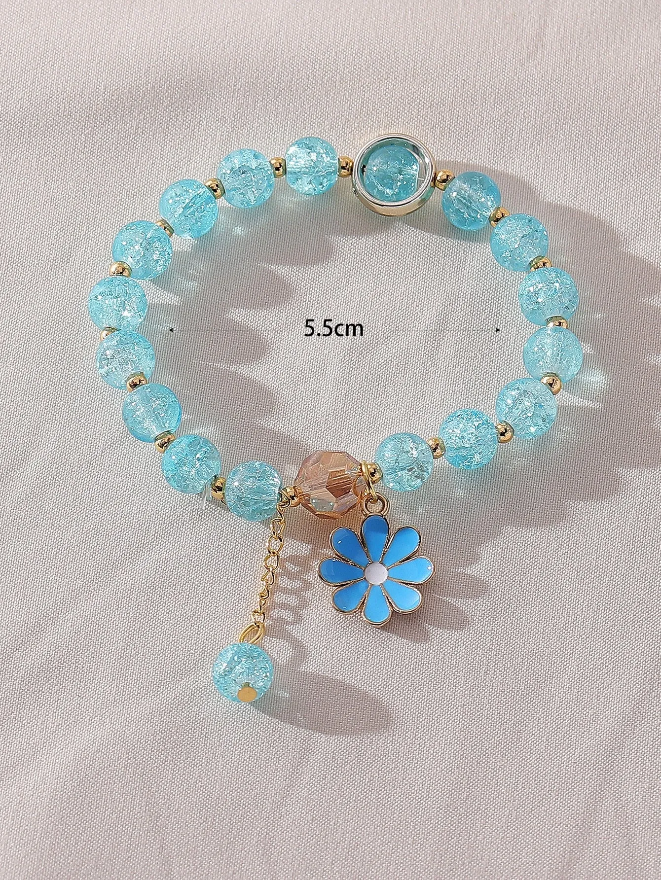 Blue Flower Charm Beaded Bracelet Women Bracelet Stackable Bracelet Crafted