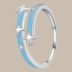 Blue Star Silver Ring