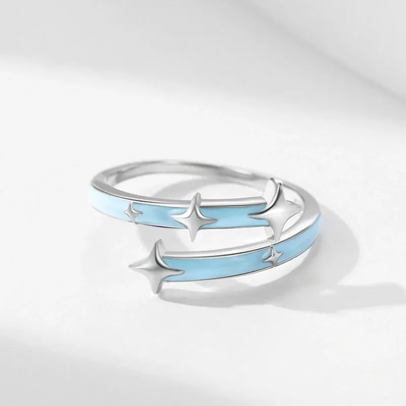 Blue Star Silver Ring